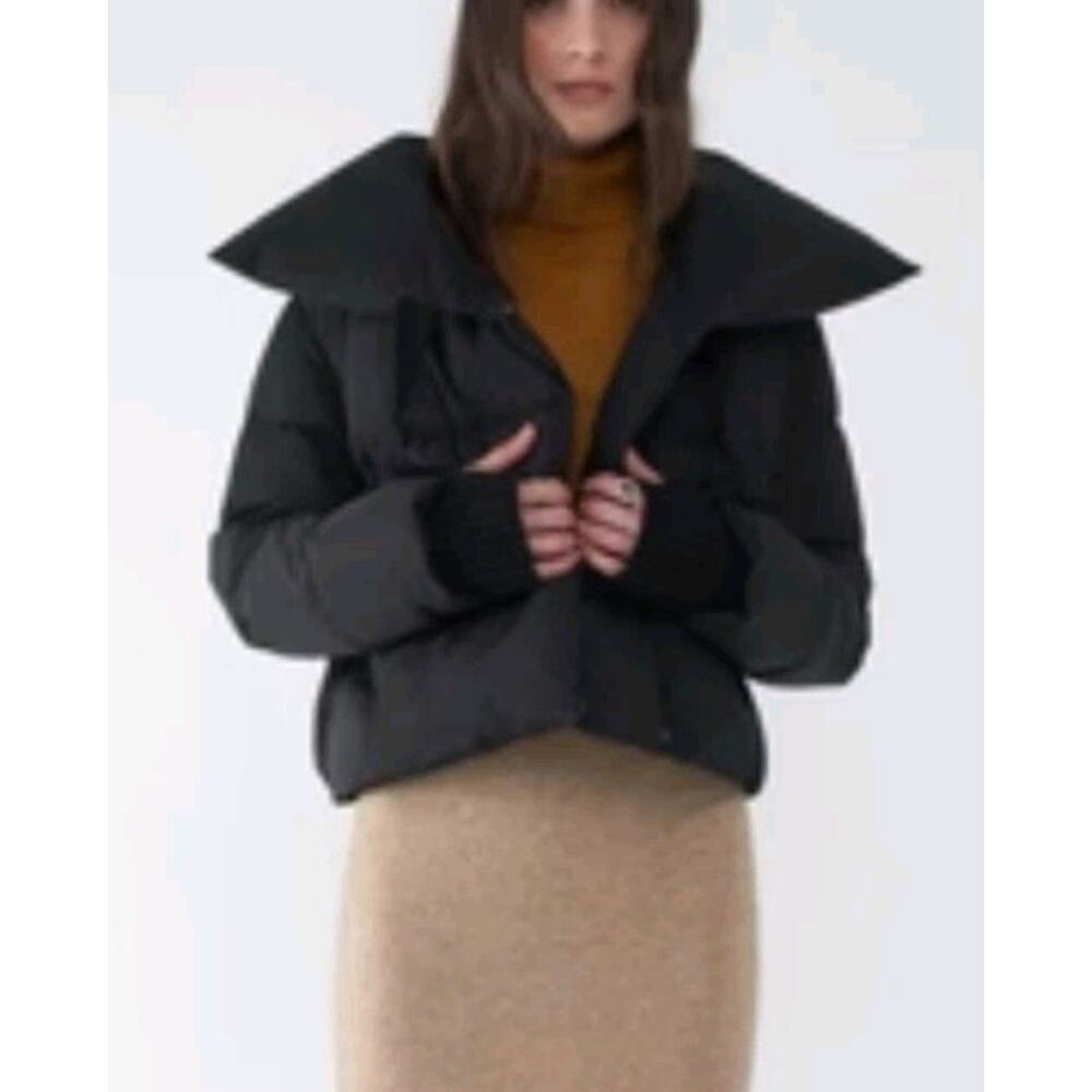 Søsken Studios Jazzy Black Genuine Down Fill Quilted Puffer Jacket Coat Parka XL